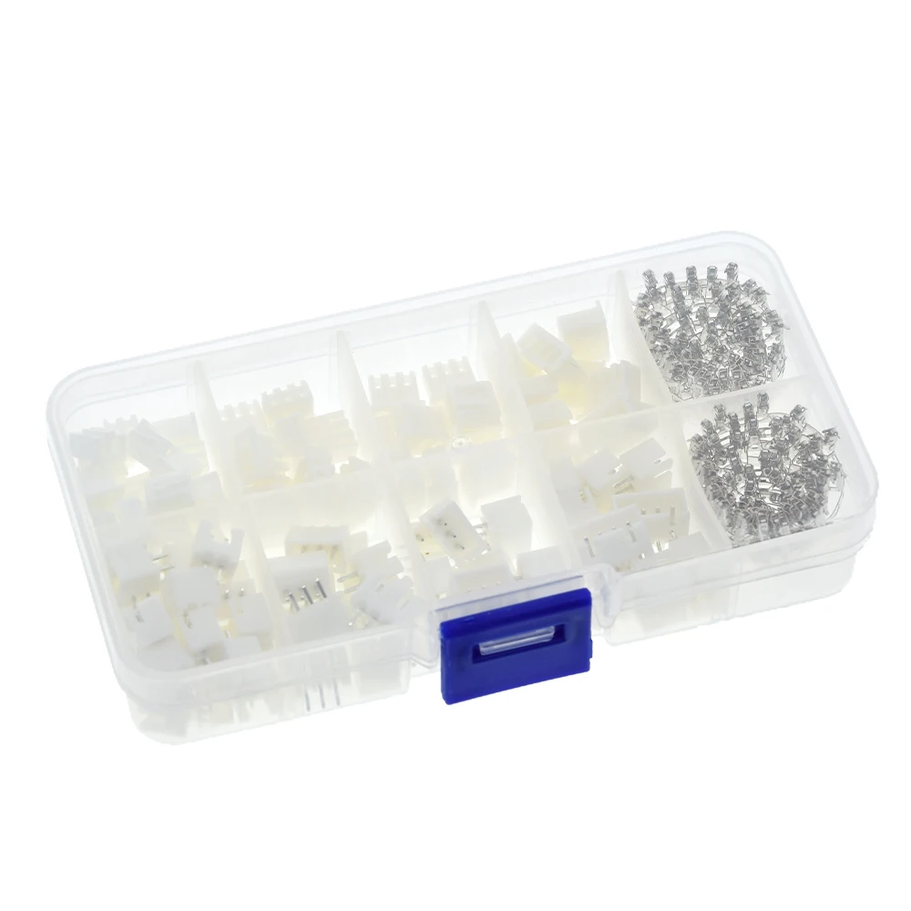 50 مجموعات/صندوق عدة 250 قطعة 2.54 مللي متر XH2.54 2p 3p 4 دبوس موصل التوصيل + إبرة مستقيمة + محطة كتلة المقبس رأس سلك محول