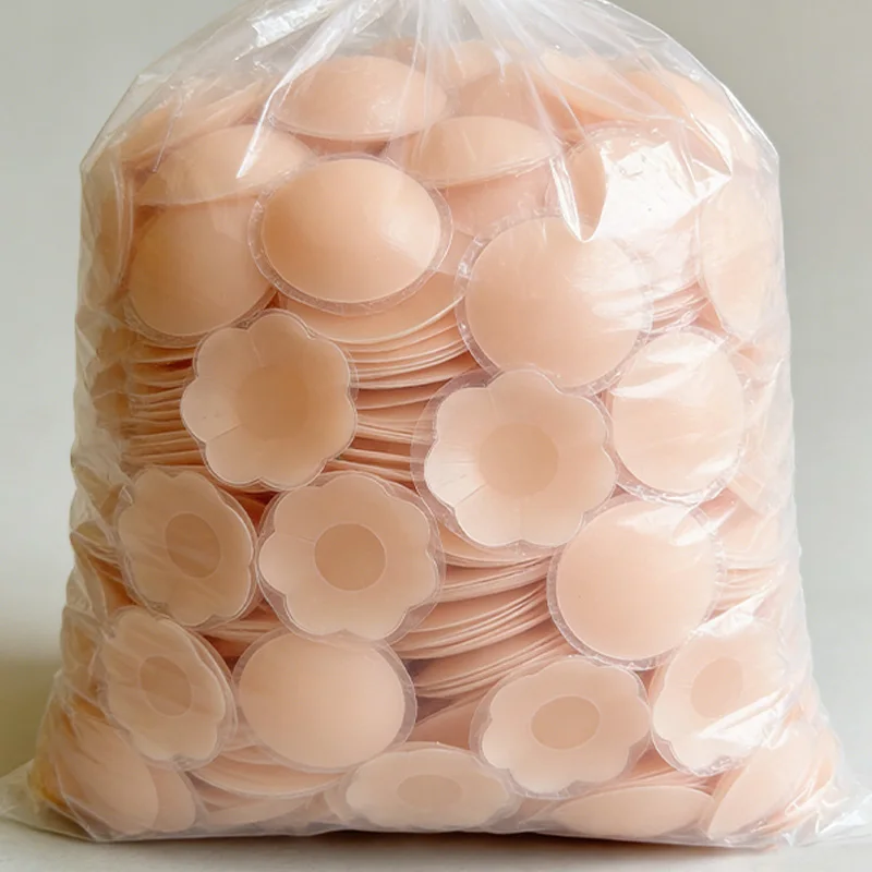 1-50 pares de pétalos de silicona invisibles reutilizables para mujer, cubrepezones autoadhesivos sin tirantes ni espalda, tipo sujetador.