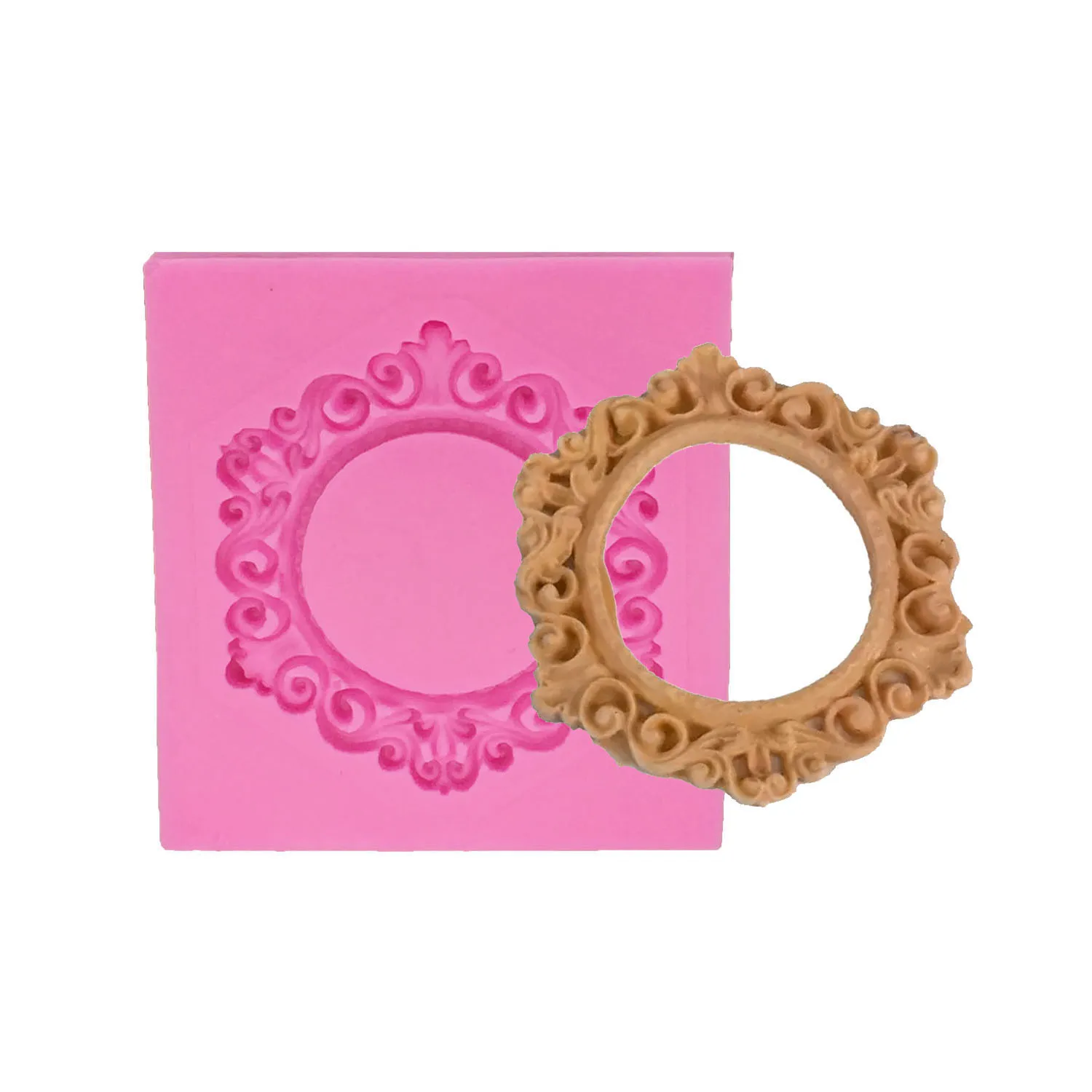 Food Grade Round Frame Cake Border Silicone Mold for Wedding Cake Decorating Chocolate Candy Gummy Baking Tool
