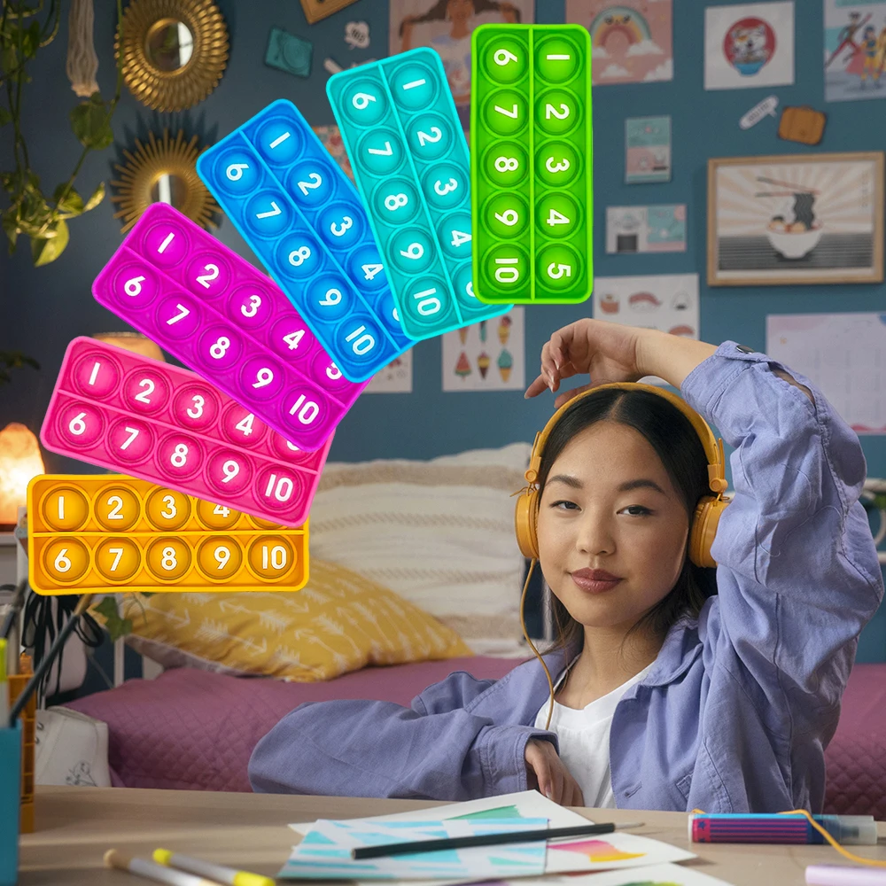 Jouets à bulles mathématiques à dix cadres, 6 pièces, manipulation de comptage d'apprentissage et d'éducation des mathématiques pour salle de classe primaire, cadeau pour enfants de 3 ans et plus