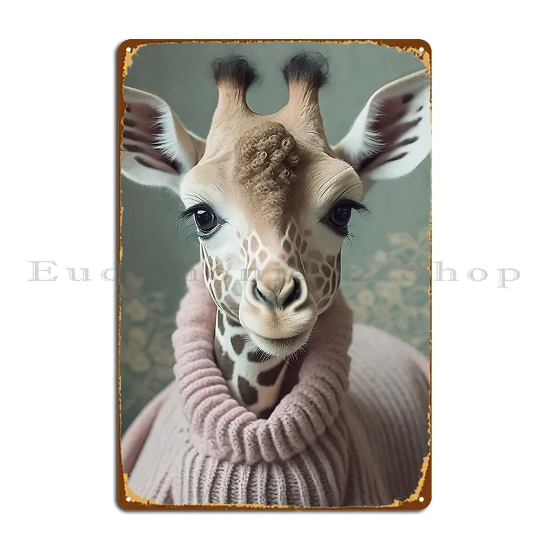 الزرافة لطيف الحيوان الأطفال الطفل الحيوانات لوحة معدنية اللوحات تخصيص خلق جدار ديكور شخصية تين تسجيل ملصق #1