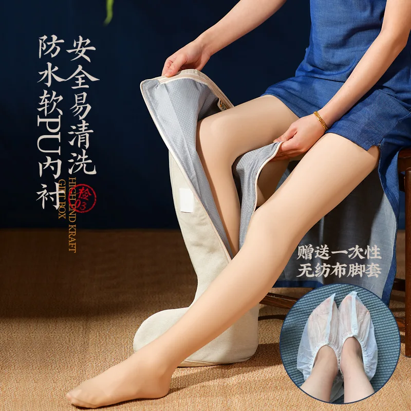 Electric Heating Mugwort Knee Boots 9 Gears Timer 220V 28-Herb Moxibustion Long Leg Warmer