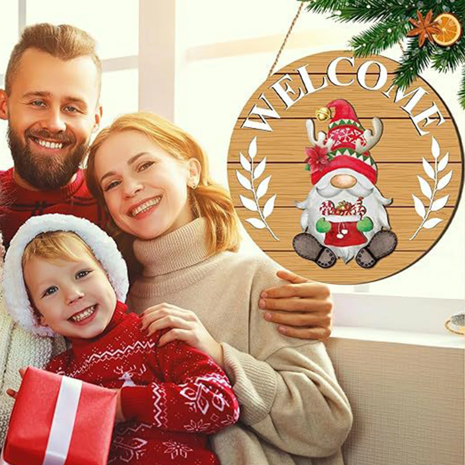 علامة ترحيب قابلة للتبديل مع قبعات مغناطيسية قابلة للإزالة، علامة خشبية قزم، لوحة تزيين خشبية إبداعية لديكور المنزل #3