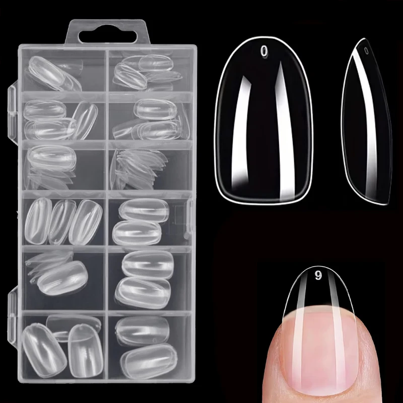 مجموعة ملصقات أظافر شفافة مكونة من 120 قطعة، تتضمن 12 مقاسًا مثل أظافر صناعية مربعة، بيضاوية، مدببة، لوز، نعش، إلخ، أظافر صناعية من الأكريليك بغطاء كامل #6