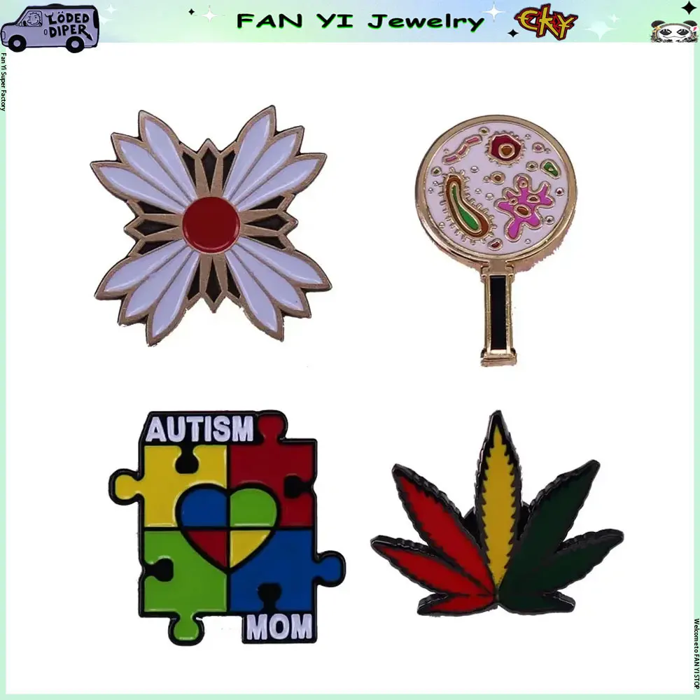Pretty Fan Enamel Lapel Pin Originality Cartoon Metal Brooch Men Women Fashion Jewelry Accessories Gifts