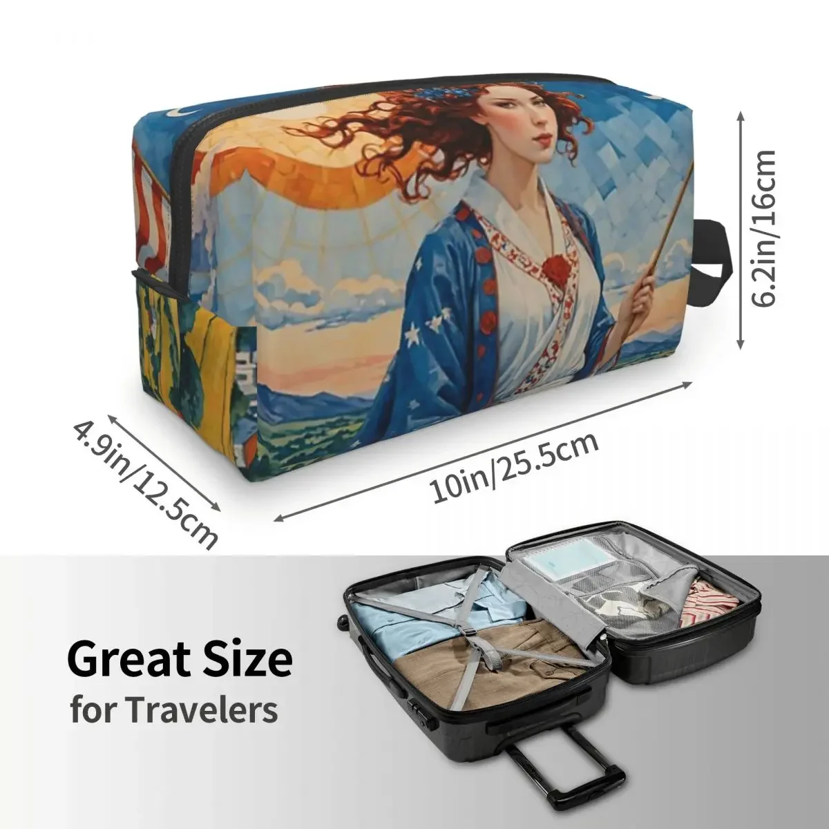 Lady Liberty's Mosaic Sunrise Makeup Bag for Women Travel Cosmetic Organizer Storage Toiletry Bags image 4