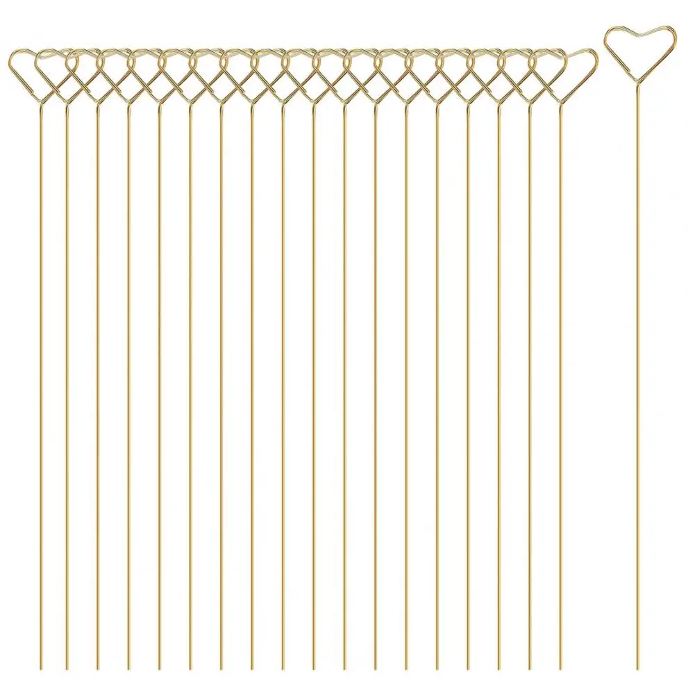 Wire Card Holder 20pcs Heart Round Shape Flower Arrangement Card Holders Gold Metal Table Number Clips Wedding Photo Place Card