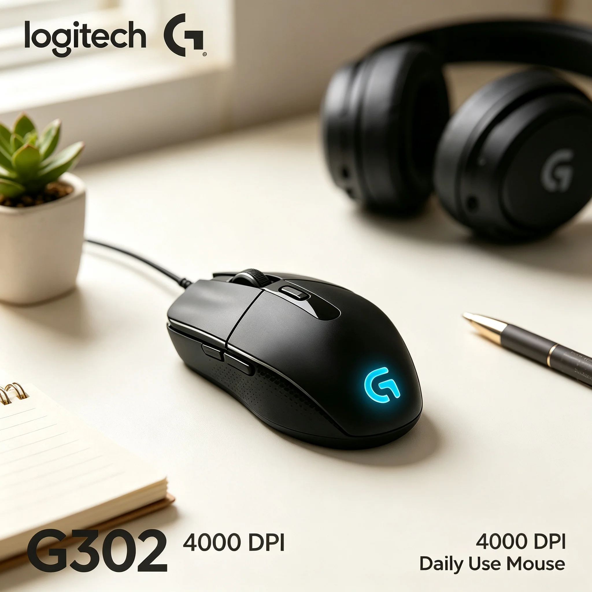 Logitech G302 Wired E‑sports Mouse Fast Actuation Switches High Precision Mice for Valorant League of Legends Fortnite PC Gamer