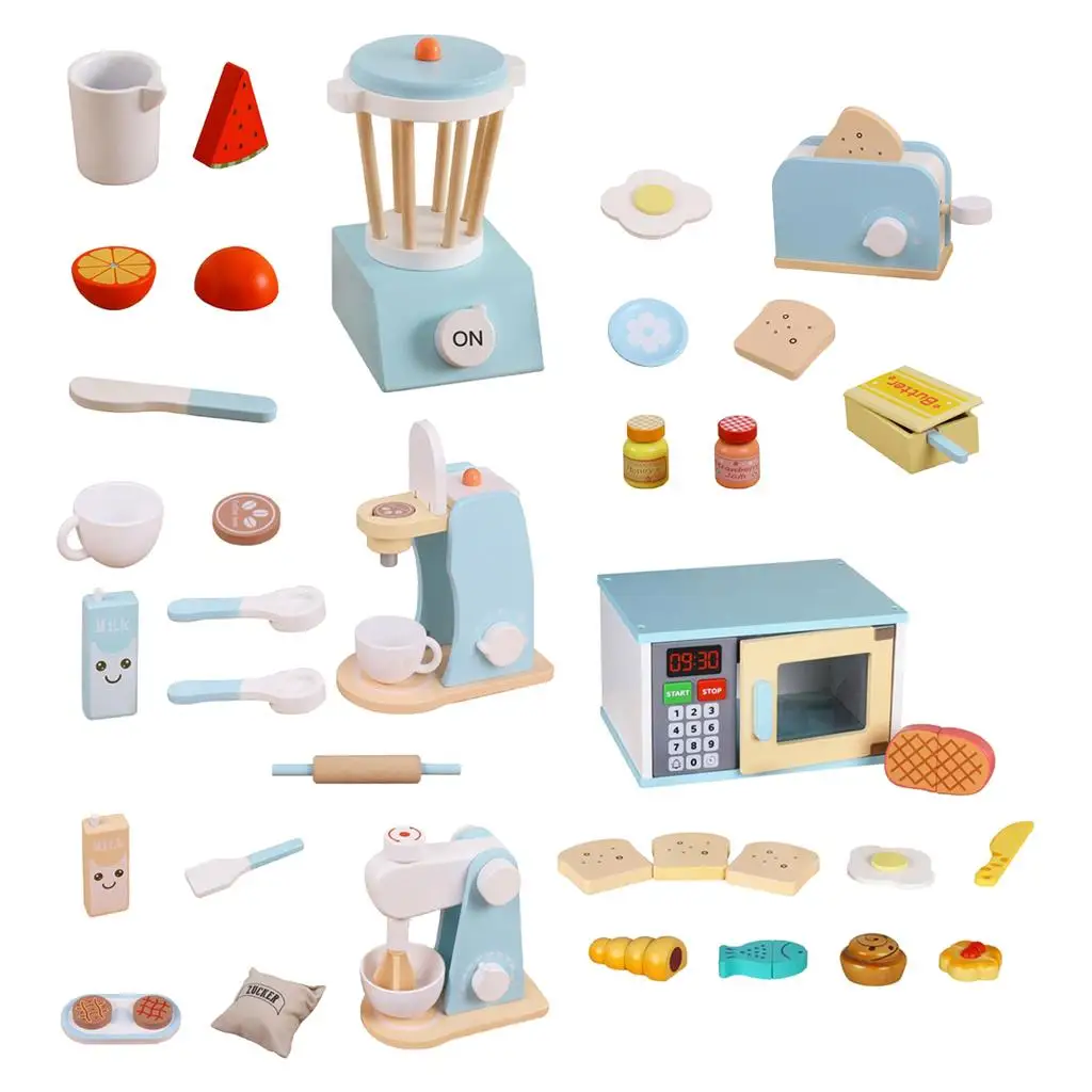 Children Kitchen Pretend Play Toy Miniature Food Wooden Kitchenware Gifts