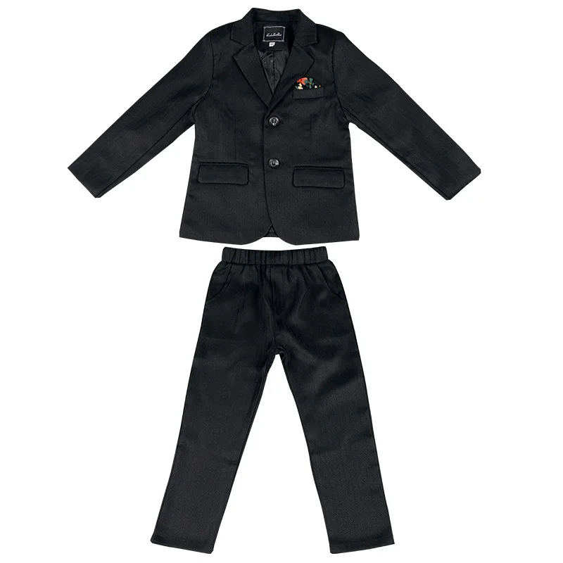 Kids Spring Autumn Striped Suit Set Flower Boys Wedding Outfit 1-11Years Children's Blazer Vest Pants Tie 4Pieces Clothes Set