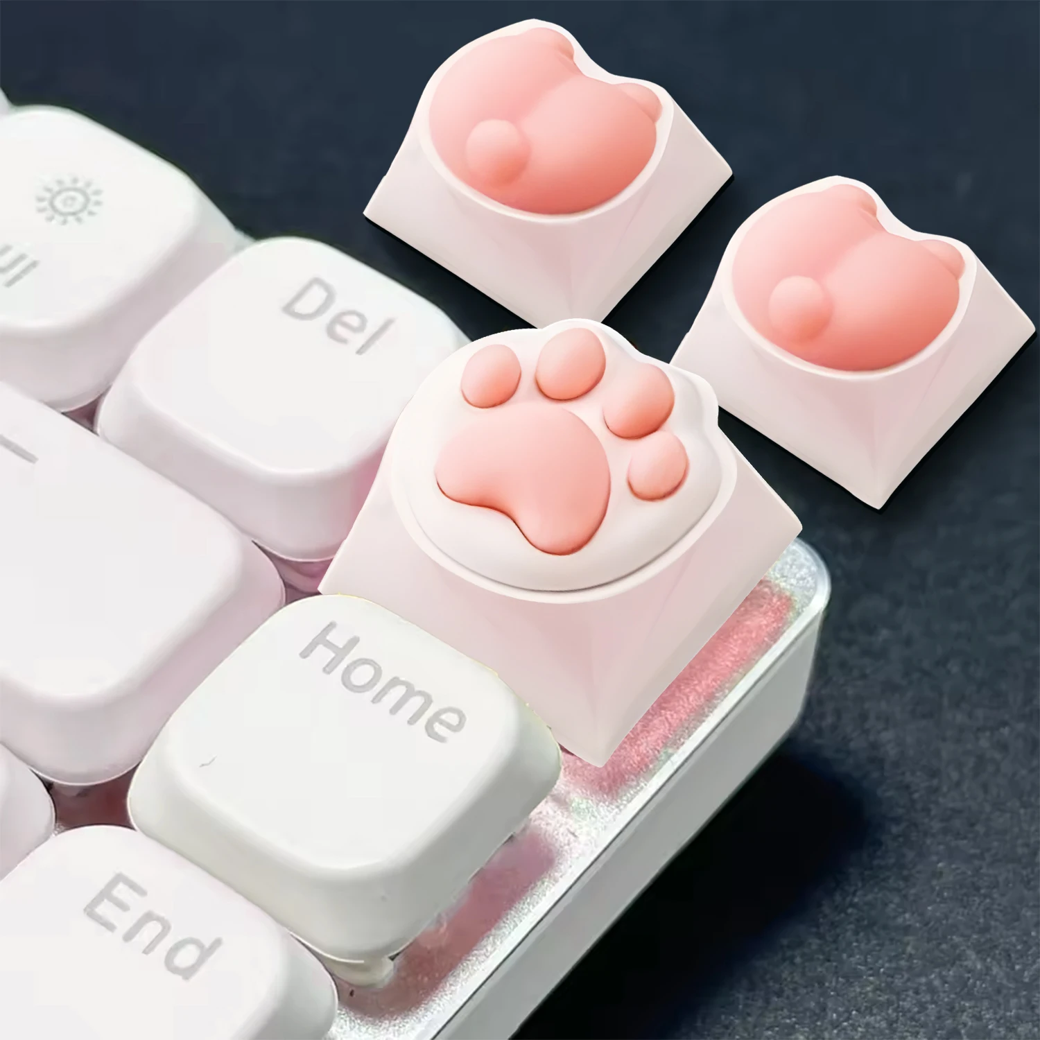 1/2/4Pcs Pink 3D Cartoon Cute Cat Paw Keycaps For Mechanical Gaming Keyboard DIY Decoration Key Cap Keyboards Accessories