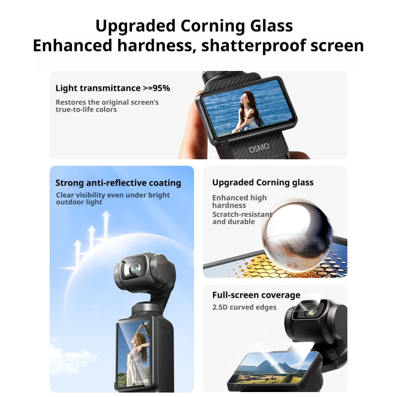 SAMZHE For DJI OSMO Pocket 4/3 Tempered Glass Film Corning Film Screen Protector HD Lens Camera Film For DJI Pocket 3 Pocket 4
