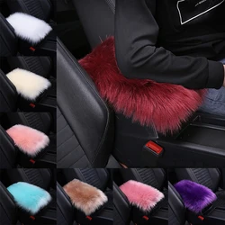 Winter Colorful Wool Fur Car Armrest Universal Artificial Soft Fluffy Fur Armrest Pad Center Console Box Covers Auto Accessories