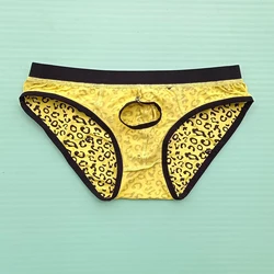 Männer Slips sexy Leopard Open Front Unterwäsche sexy große Tasche u konvexe Tasche niedrige Shorts Höschen hoch geschnittene weiche Dessous