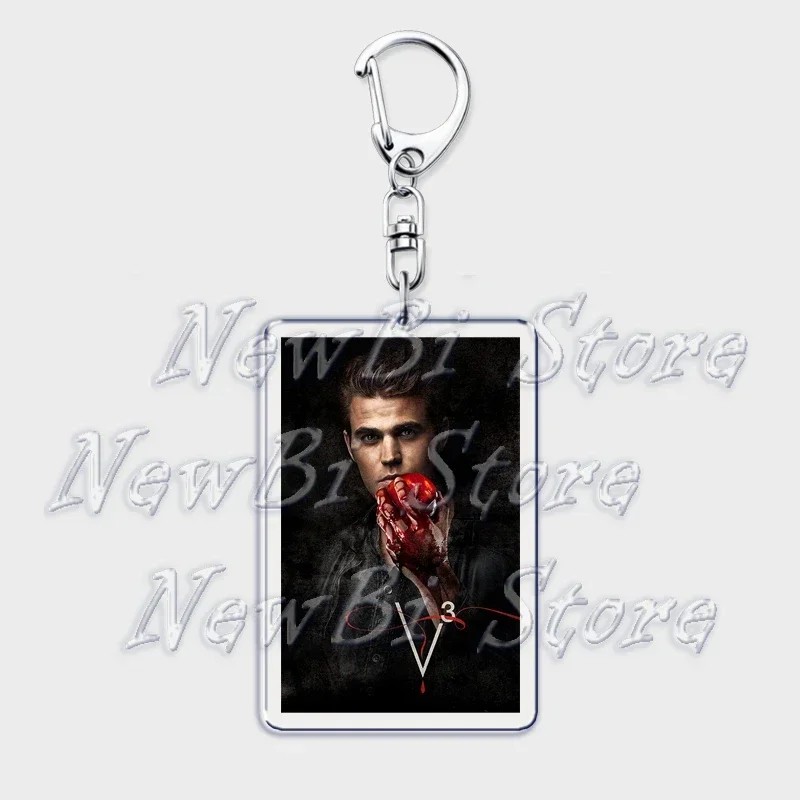 TVD The Vampire Diaries Keychain for Accessories Bag Damon Stefan Salvatore Elena Gilbert Key Chain Keyring Jewelry Fans Gifts