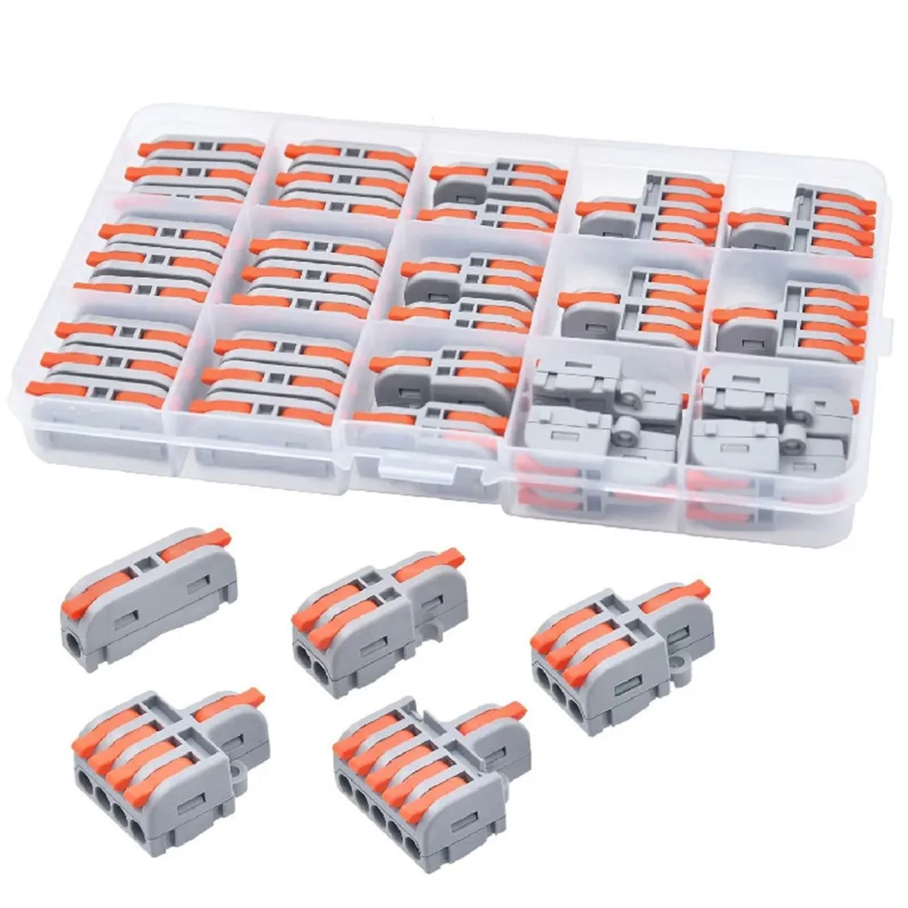 ABRU-32Pcs Lever Wire Connectors, DIY Compact Splicing Assortment Quick Electrical Connector Kit For 24-12 AWG