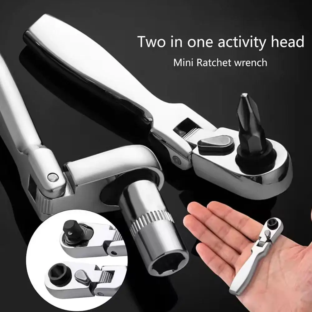 

1/4-дюймовый мини-ключ с трещоткой, отвертка из ванадиевой стали, двусторонняя головка с пакетными зубьями, 72 2 головки гаечного ключа, 1 гнездо, быстрая B3O3