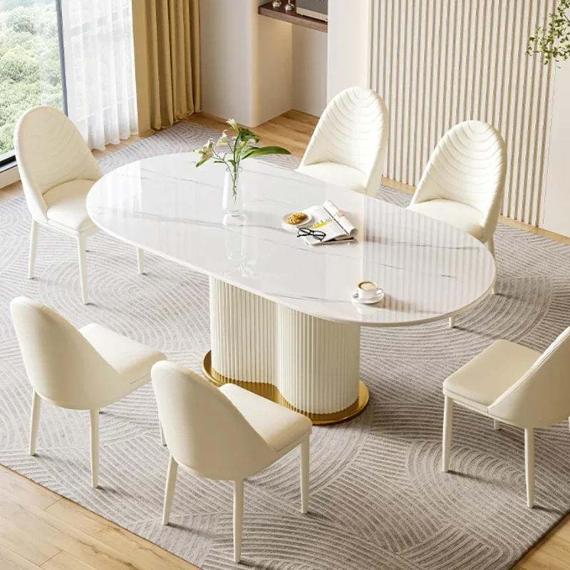 Witte Leistenen Eettafel Moderne Luxe Nordic Eenvoudige Koffietafels Receptioniste Ontwerp Tavoli Da Pranzo Keukenmeubilair