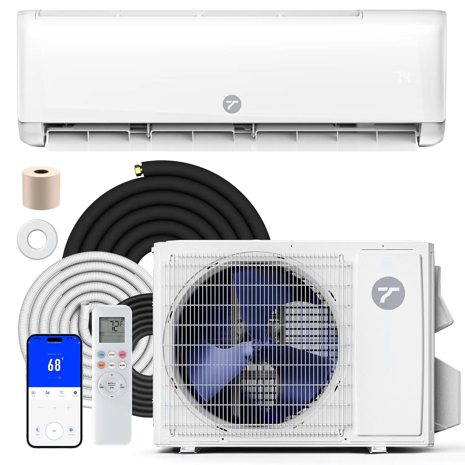 12000 BTU Mini Split Air Conditioner 115V, 22 SEER2 AC & Heat Pump, Quiet Ductless System for Up to 750 Sq.Ft, R32, Custom