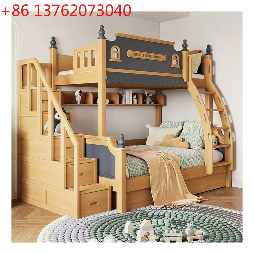 

Кровать-замок, детская со лестницей, детский деревянный двуспальный каркас кровати, детский современный дизайн, детский домик для мальчиков, двухъярусная кровать для детей