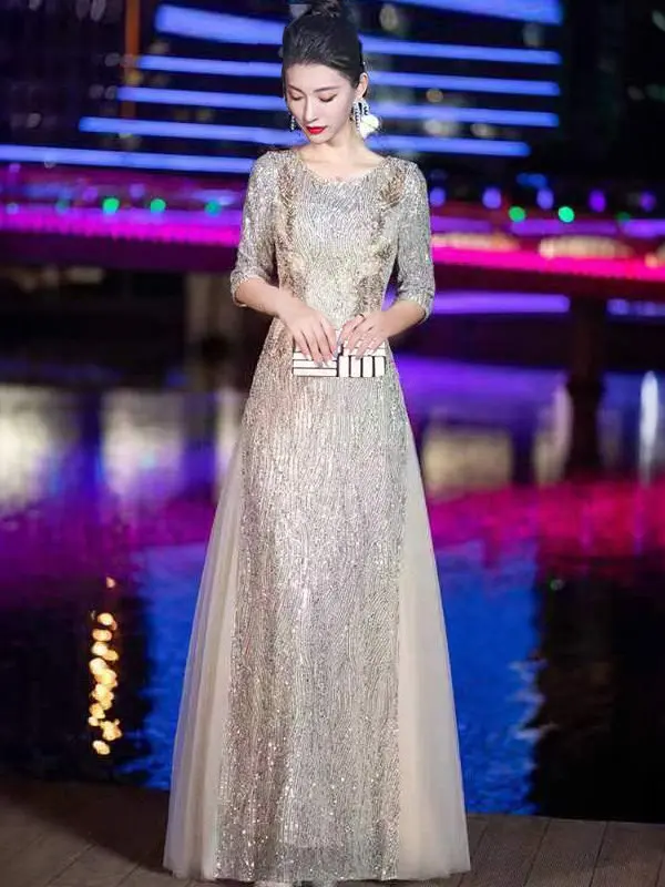 

Ele Вечернее платье женское длинное Dr Faionable со средней талией длиной до пола из полиэстера для выступлений на свадьбу Par Perf...