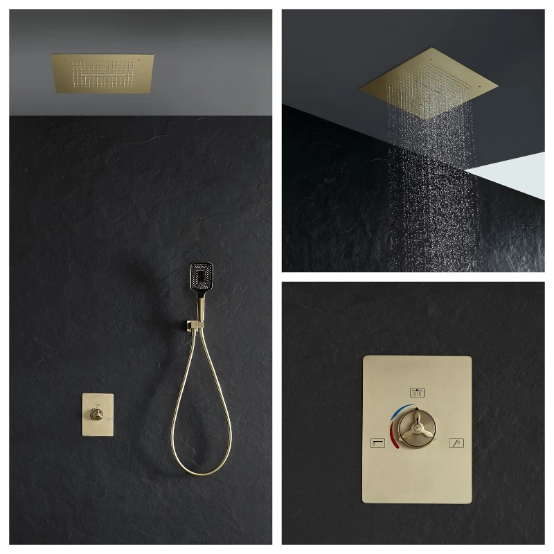 

FARRETE luxury gold concealed wall-mounted ceiling shower head cold and hot three-function hidden built-in shower head set