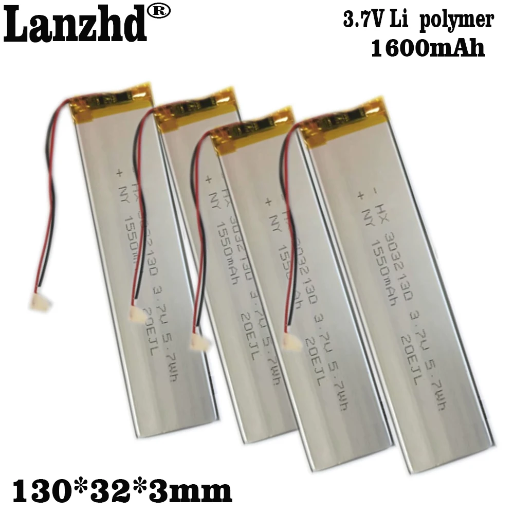 3032130 3.7V 1600mAh litowo-polimerowe ogniwa akumulator lipo do świateł LED Bluetooth klawiatura wideorejestrator samochodowy