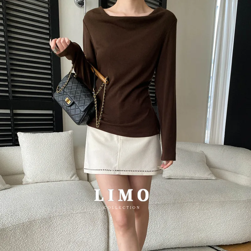

LIMO Elegant Viscose Dangler Neck Slim Fit T Shirt 2025 Spring Casual Basic Top Women's Fashion Minimalist Design Daily Wear