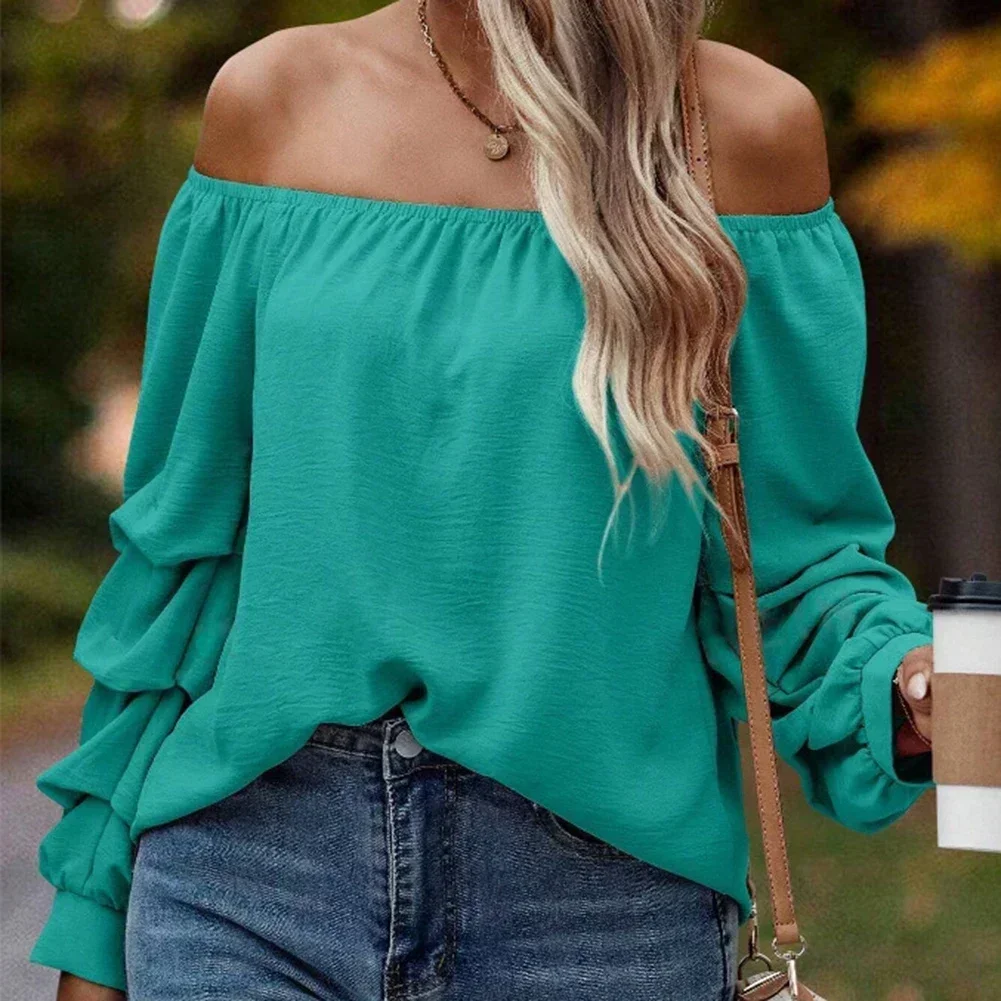 

Daily Casual Wear Long-sleeved Shirt One Shoulder Long Sleeve Top Breathable Shirt Casual Women's Top Fashion Style Loose Fit