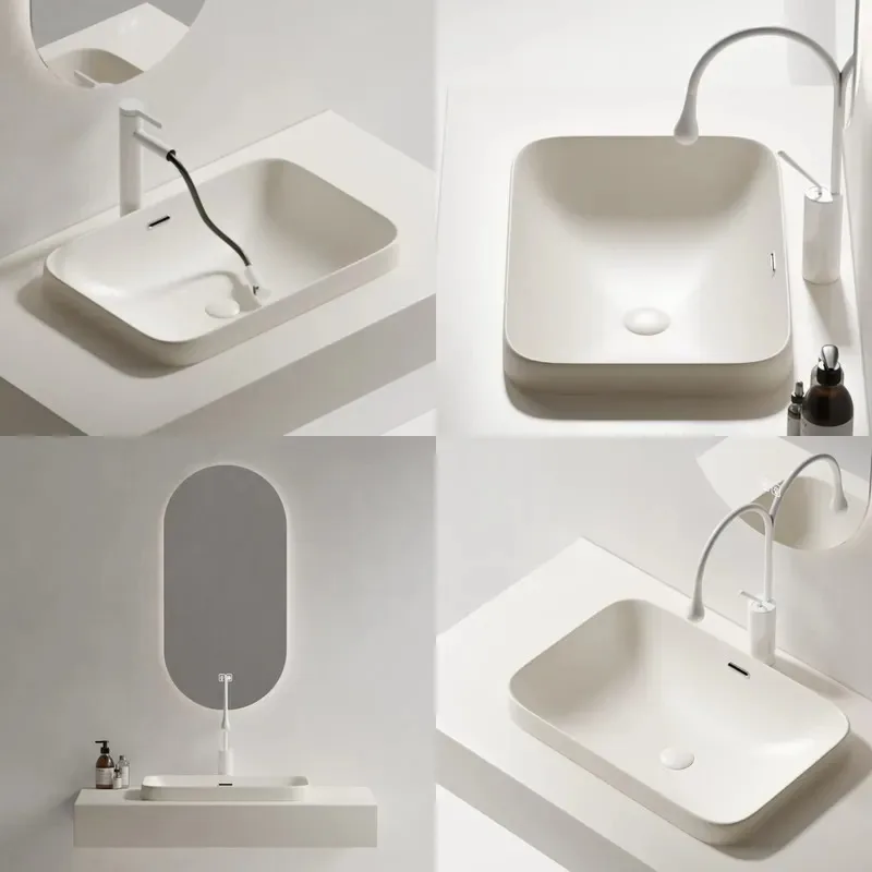 Modern Granite Solid Surface Water Basin Custom Size Color Oval Countertop Sink for Hotel Bathroom Project