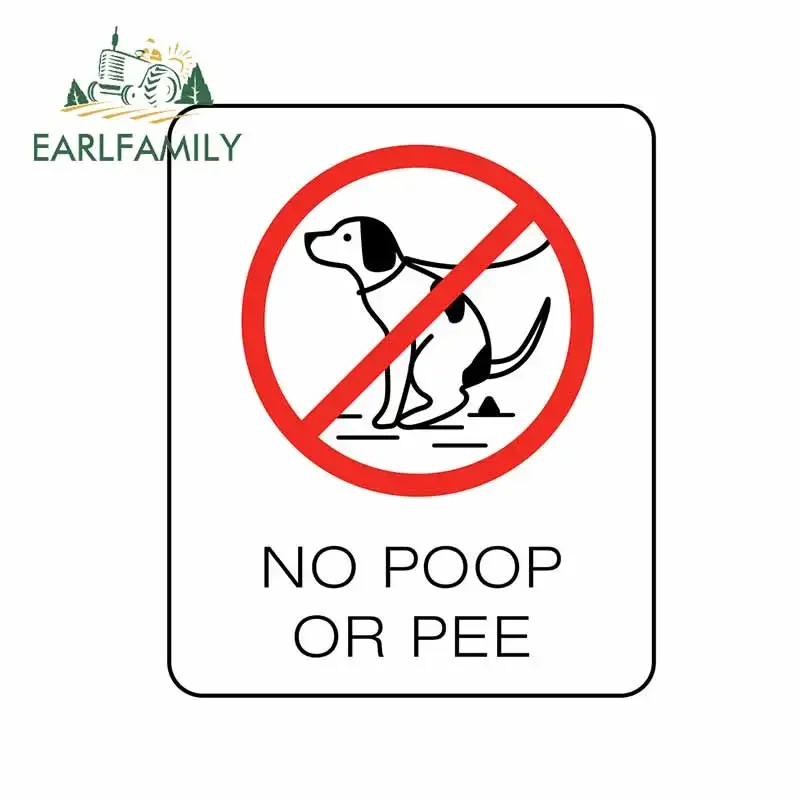 EARLFAMILY 13cm x 10.7cm Dog Owner Sign Vinyl Car Stickers Graffiti No Poop or Pee Funny Warning RV Decal Sunscreen Custom Decor