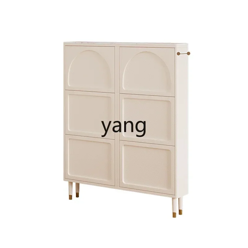 LTT home tipping bucket shoe cabinet household door locker integrated cream wind ultra-thin storage cabinet
