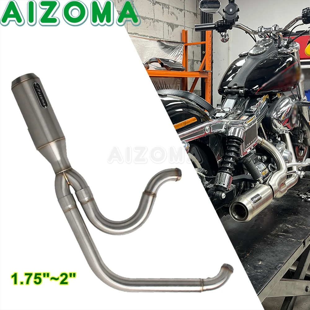 

1.75-2" Heads Exhaust Heads Motorcycle Full Exhaust Pipe 2in1 Muffler For Harley Dyna FXDF FXDL FXDLS FXDB FXD FXDC FXDWG PAZOMA