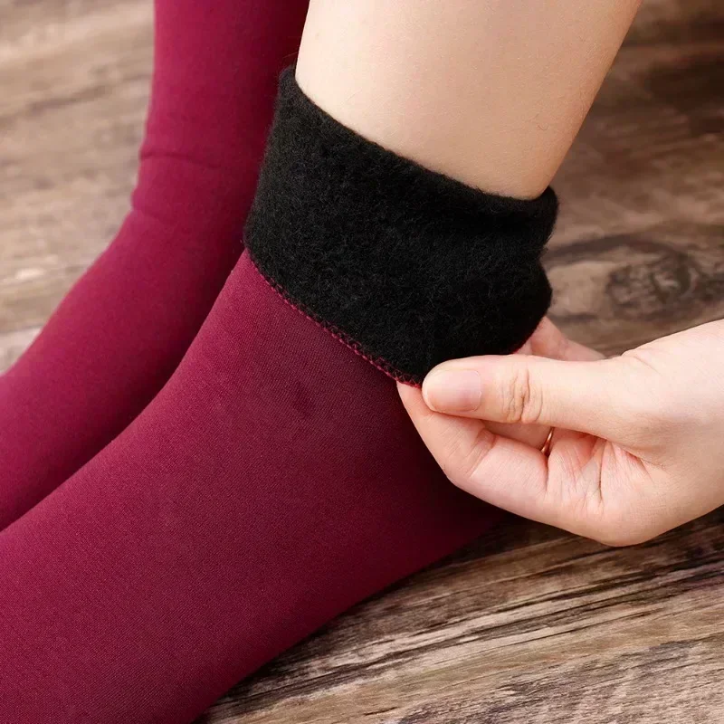 3Pairs Winter Socks Warm Thick Short Sock Soft Velvet Wool Cashmere Plush Black Skin Unisex Thermal Snow Boots Home Floor Sock