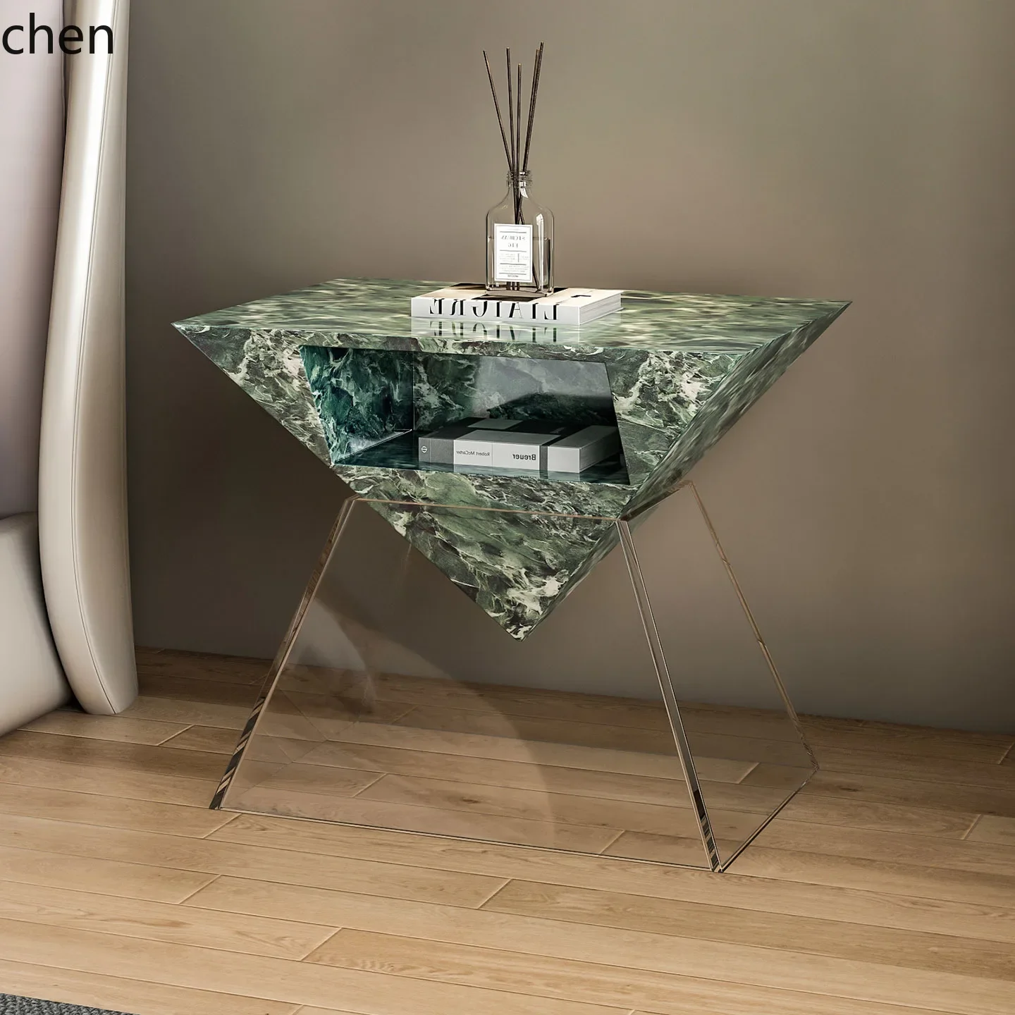 

H5.26 light luxury bedside table simple natural luxury stone marble high-end luxury villa master bedroom