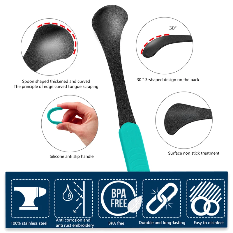 Spoon Tongue Scraper Remove Tongue Dirt Scraping Tongue Artifact Spoon Scraper Stainless Steel Scraper Freshens Breath