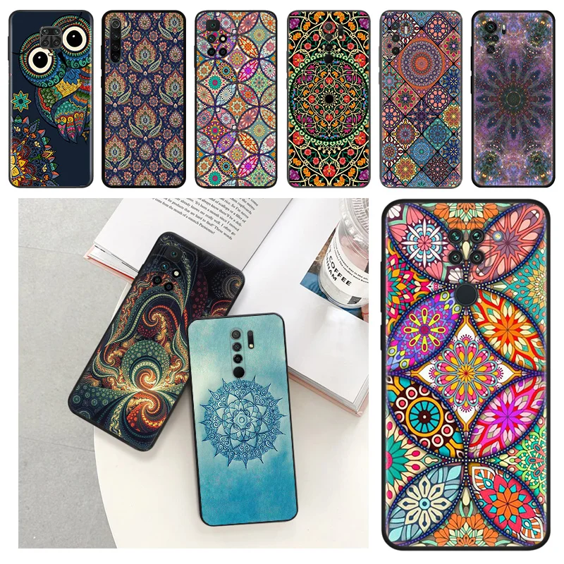 For Redmi Note 12 4G 12S 11 Pro 5G 11s 10 10s 9 9s 9t 8t 7 8 Abstact Elephant Mandala Matte Soft Phone Shell Case Cover