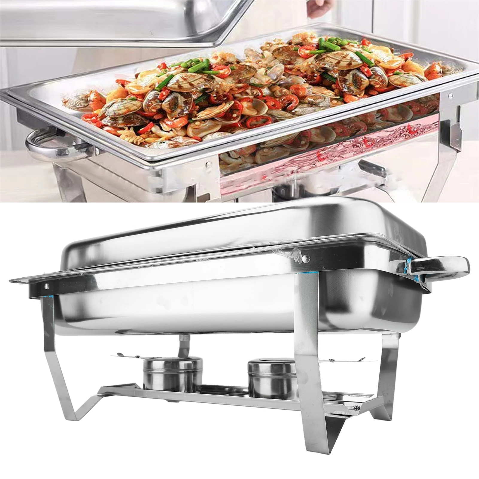 Chafing Dish Buffet Stove  Edges Stainless Steel Buffet Server Stove Easy Maintenance Stable Bracket for Restaurant Home