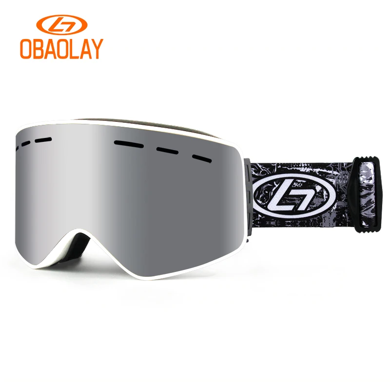 OBAOLAY Adult Anti-fog Ski Glasses Sports Goggle Snow Goggles Safety Ski Sport Glass Polarized Magnetic