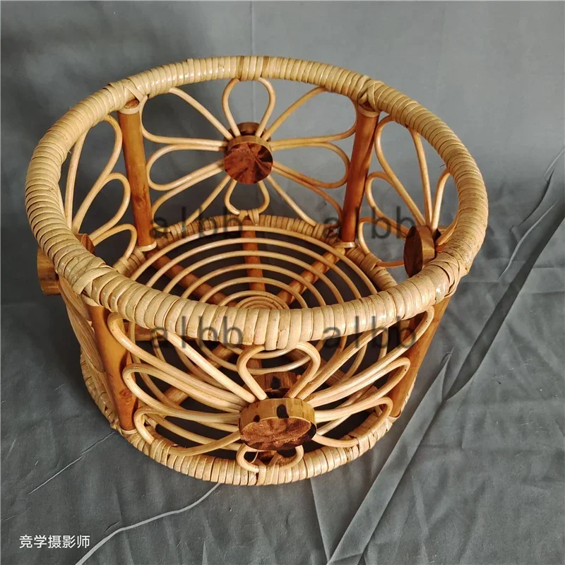 Bamboo & Rattan Baby Bed Chair + Sleeping Round Basket - Newborn Photography Props Essential Accessories for Photo Studio Shoots