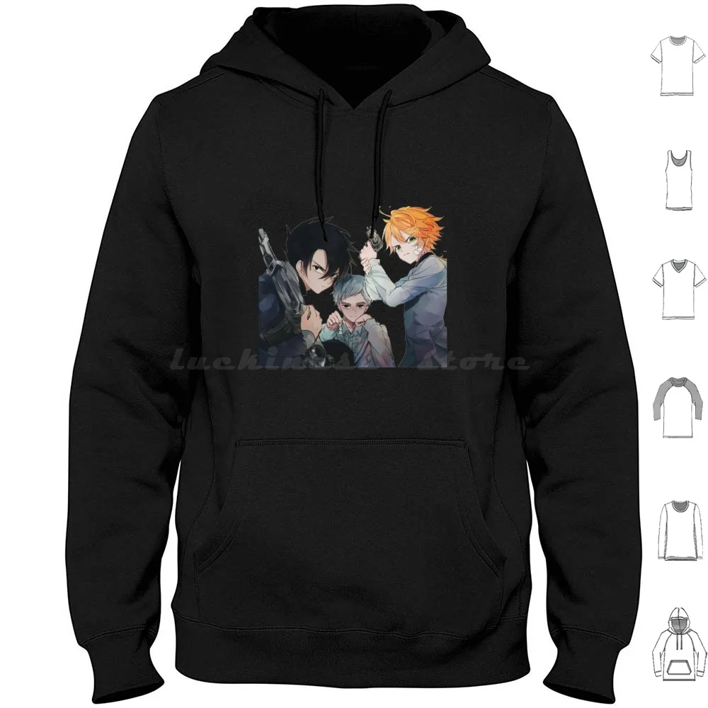 

Толстовка с капюшоном The Promised Neverland из хлопка с длинными рукавами The Promised Neverland Manga Anime Yakusoku No Neverland Norman Ray