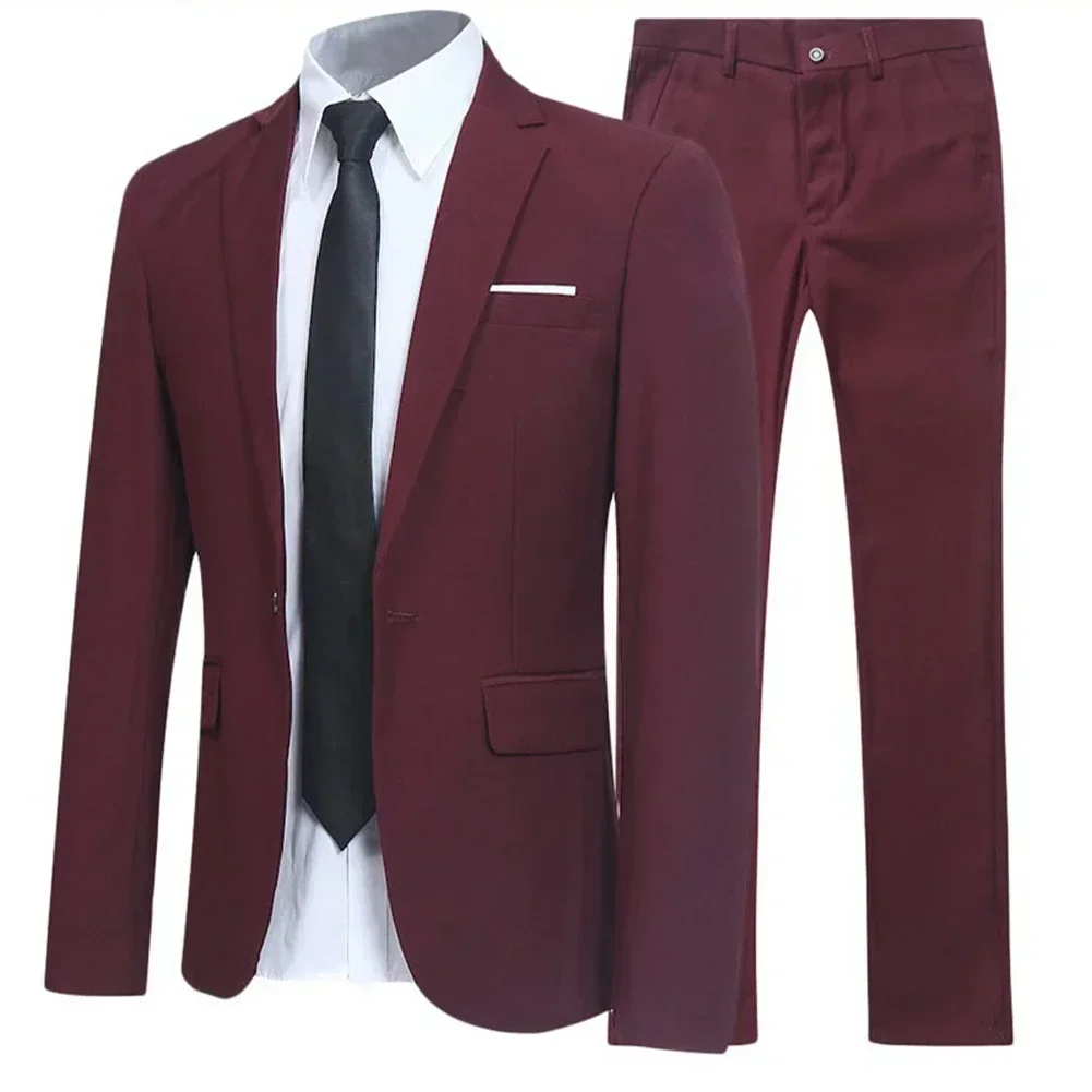 Wine Red Slim Fit Shawl Collar Velvet Suit Men Party Wedding Tuxedo Suits Men 2 Piece Suit (Jacket+Pants) Men Terno Masculino