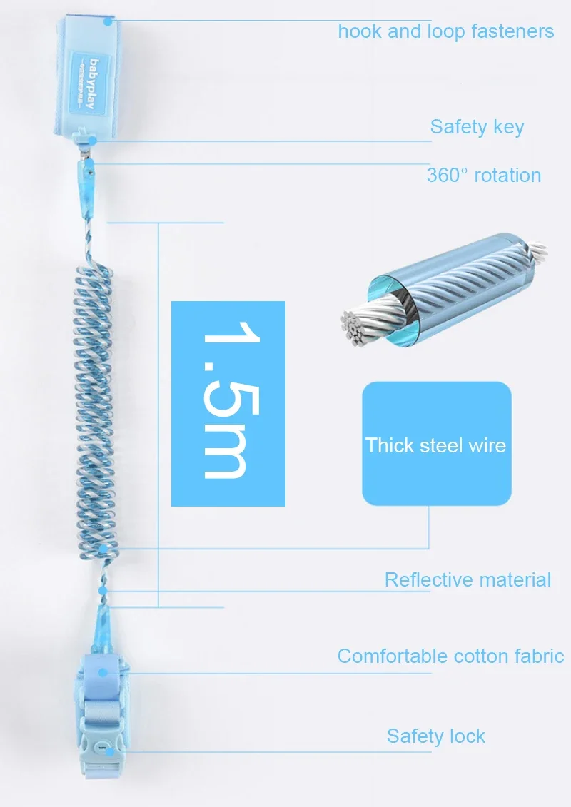 Trela de segurança para crianças, anti perdido, pulso ajustável, corda de tração, cinto para criança, cinto de bebê