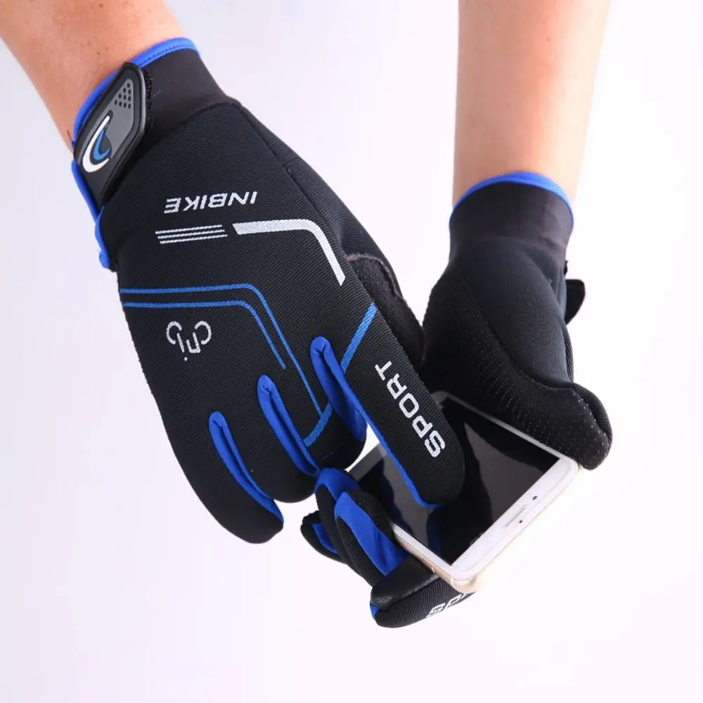 Non-slip Cycling Gloves Breathable One Size Fits All Bicycle Touch Screen Gloves All-finger Dacron