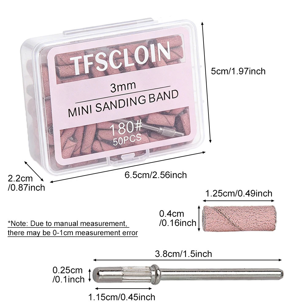 3mm Nagelschleifbänder-Set 80/120/180/240 Körnung Mini-Nagelbohrer Elektrisches Nagelfeilen-Zubehör Polierwerkzeug für Maniküre – Detail 5