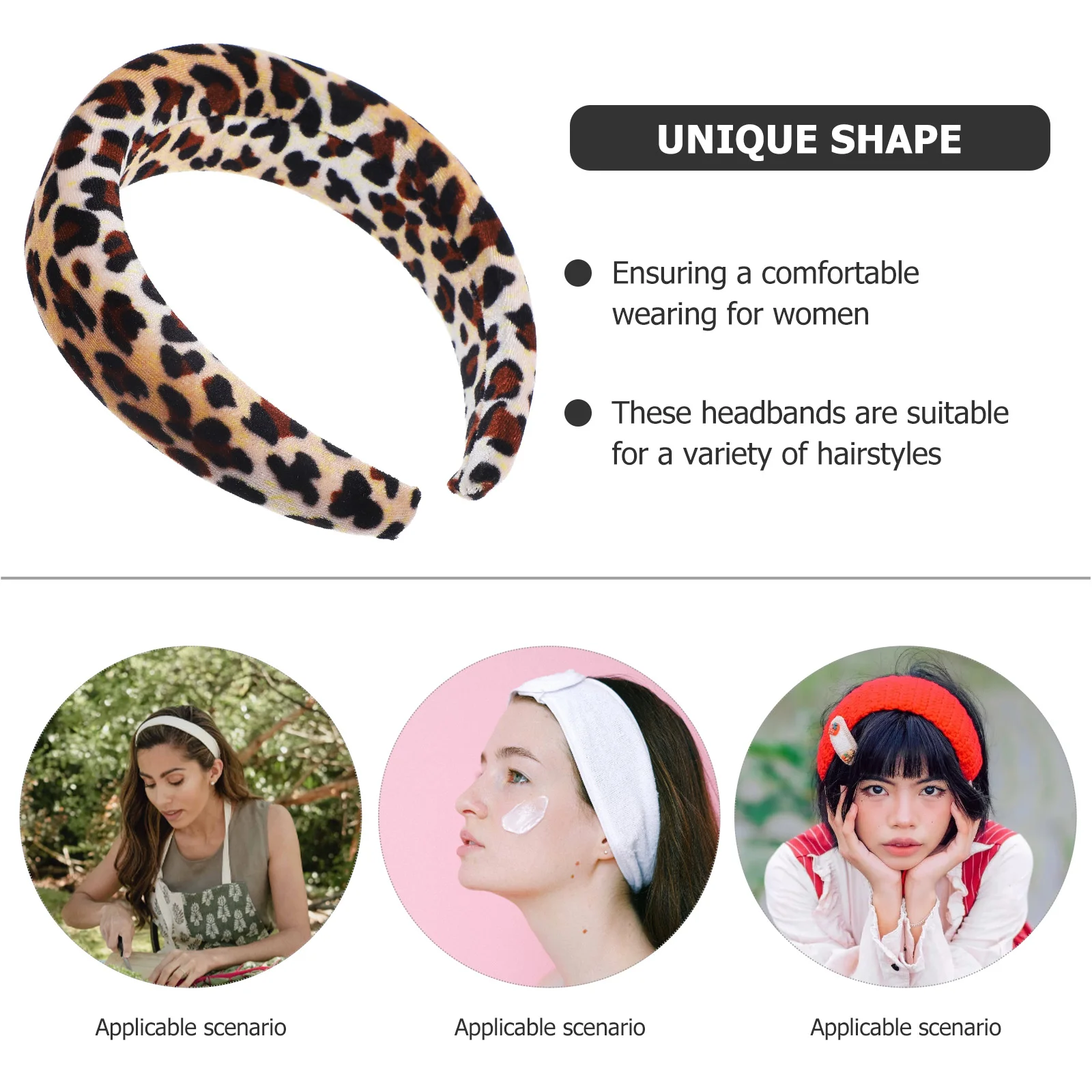 Leopard Sponge Headband Bands Accessories for Women Headbands Girls Decor Adult Curly Hair