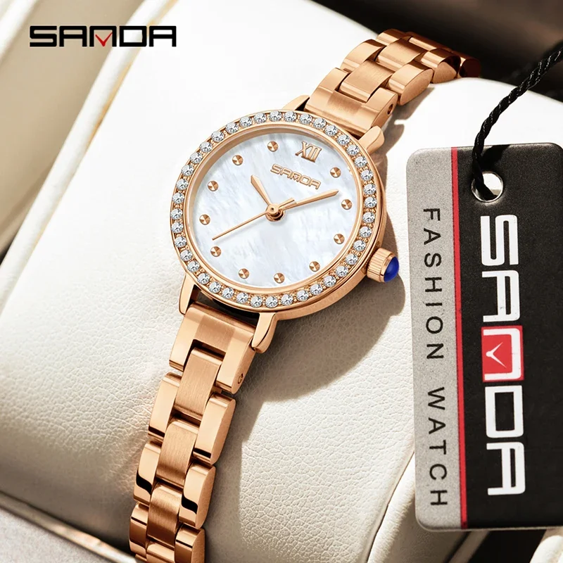 

SANDA женские часы-браслет ремешок для часов модный элегантный дизайн сплав компактные женские градуированные кварцевые часы подарок водонепроницаемые часы
