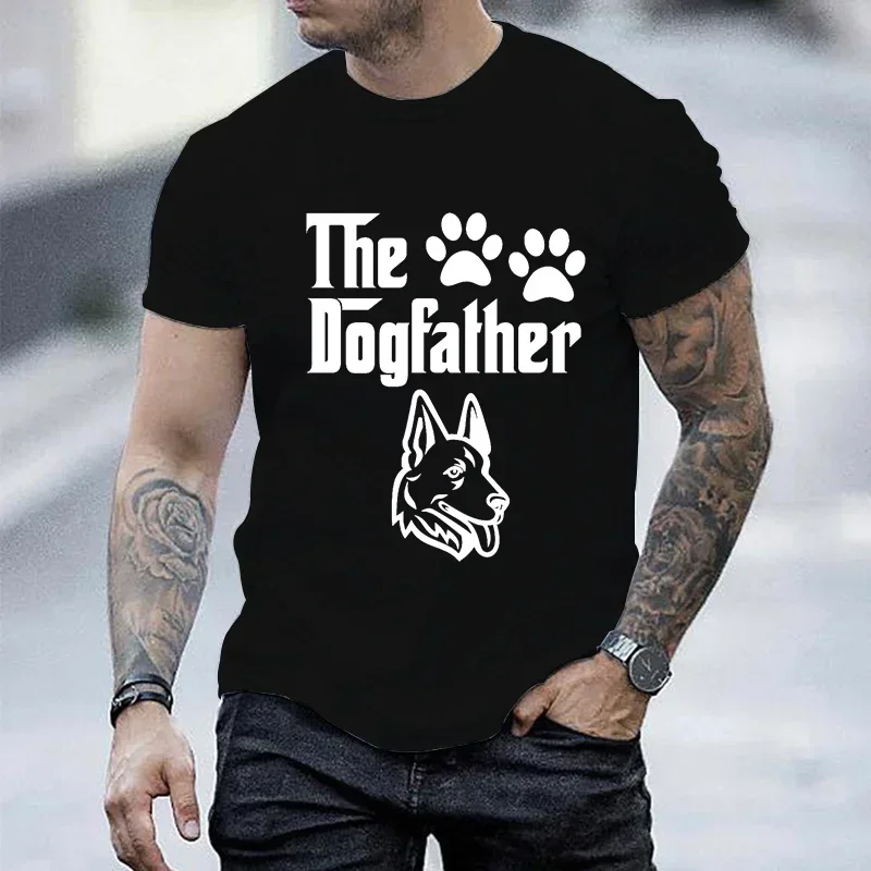 The Dogfather Funny T-shirts for Men Dog Dad T-shirt German Shepherd Dad Male Tshirts Short Sleeve Summer Oversized T Shirt Tee