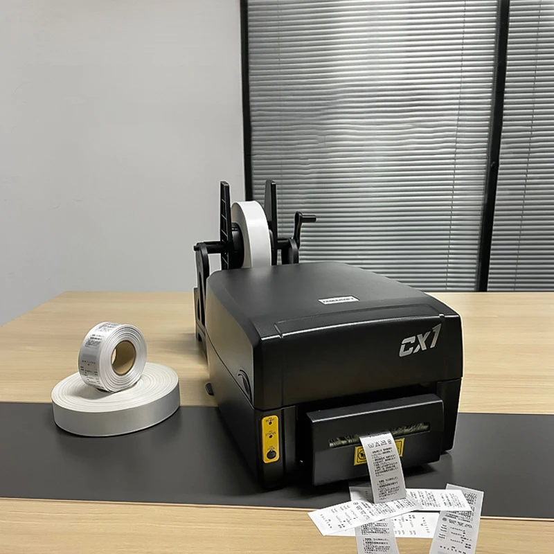 Industrial label printer 300DPI clothing care label barcode color ribbon automatic cutting double row color s