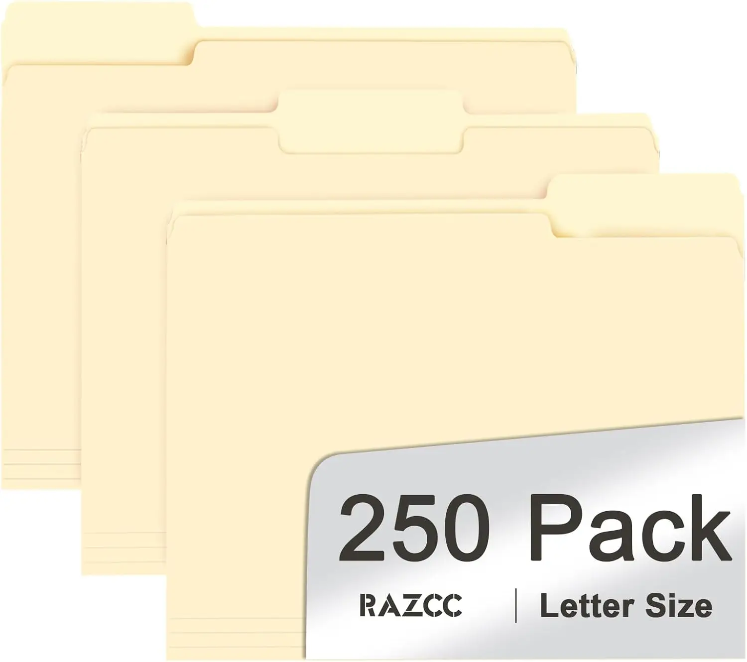 

250 Pack Manila File Folders with 1/3 Cut Tabs, Letter Size for Easy Organizing and Storage